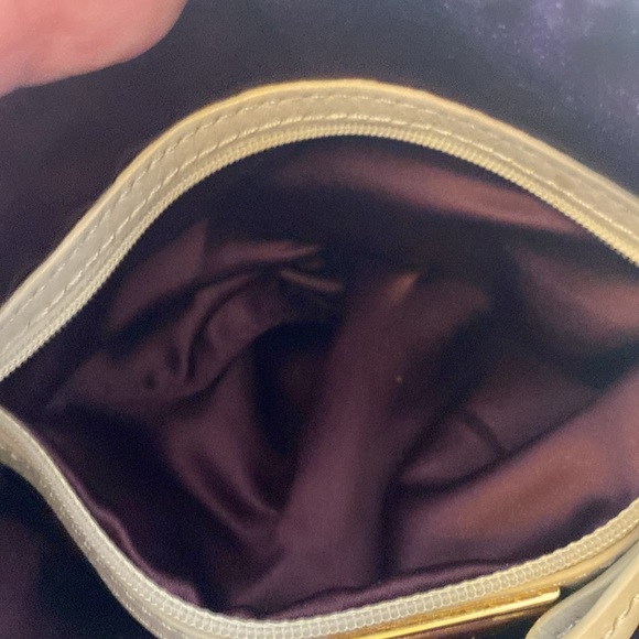 EUC. B. Makowsky navy blue leather snake, print shoulder bag bless U. - Picture 8 of 12